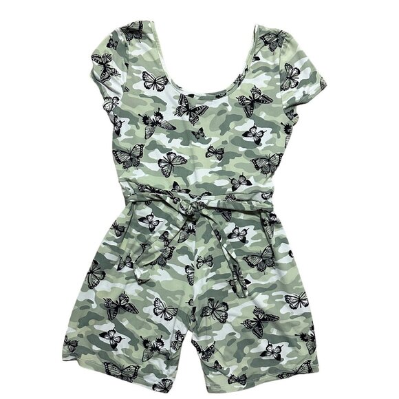 Almost Famous XL Juniors Romper Camo Butterfly Print Stretch Slim Fit - Picture 1 of 6
